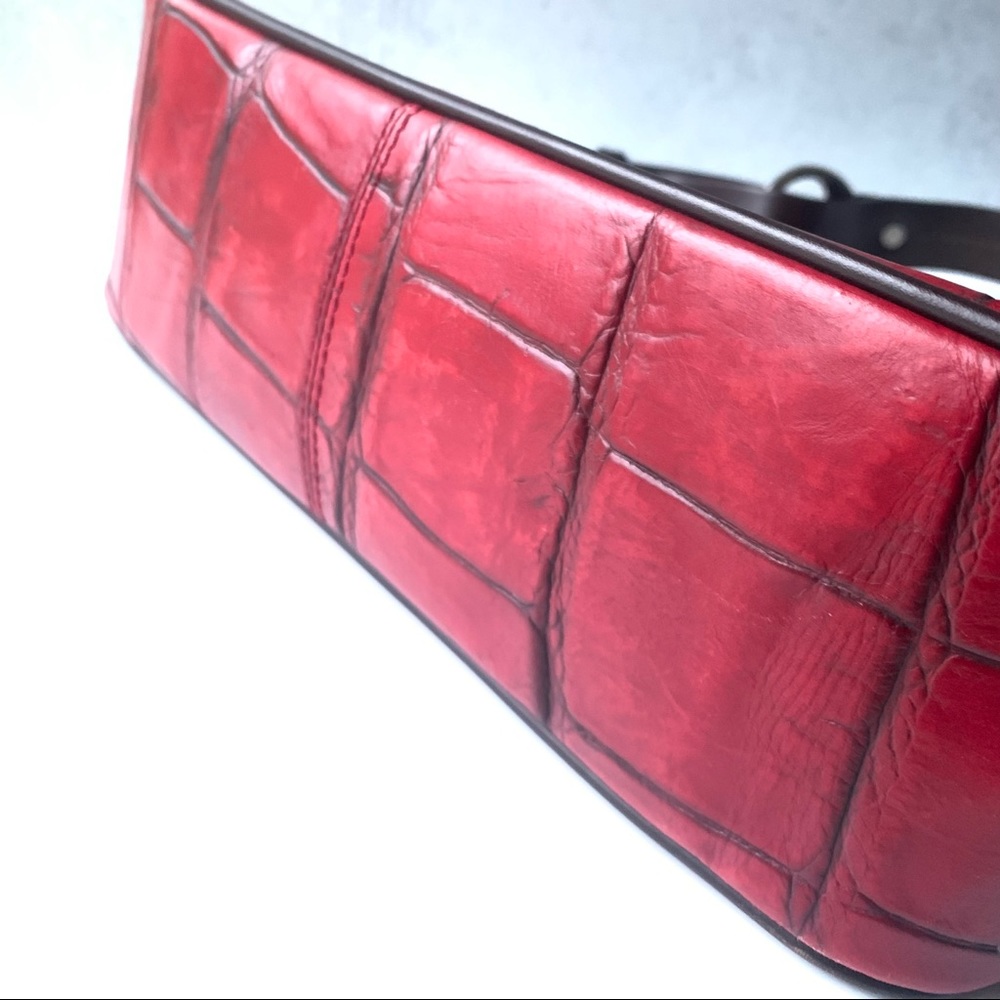 Vintage, Crocodile Dooney & Bourke Shoulder Purse - Red - Picture 14 of 16